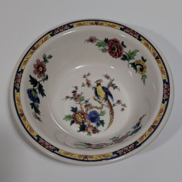Syracuse China Dewitt Clinton Pilgrim 6" Rim Cereal Bowl Floral Bird Vintage USA - Picture 1 of 11